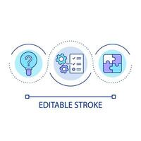 erstellen Strategie Schleife Konzept Symbol. bauen planen. optimieren Arbeit Verfahren. finden Wirksam Lösung abstrakt Idee dünn Linie Illustration. isoliert Gliederung Zeichnung. editierbar Schlaganfall vektor