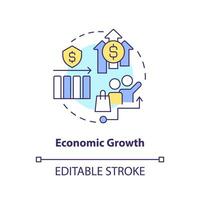 ekonomisk tillväxt begrepp ikon. finansiell stabilitet. försäkring politik fördel abstrakt aning tunn linje illustration. isolerat översikt teckning. redigerbar stroke vektor