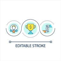 Wettbewerb Gewinner Schleife Konzept Symbol. finanziell belohnen. Anreiz Beste Mitarbeiter. Anerkennung abstrakt Idee dünn Linie Illustration. isoliert Gliederung Zeichnung. editierbar Schlaganfall vektor