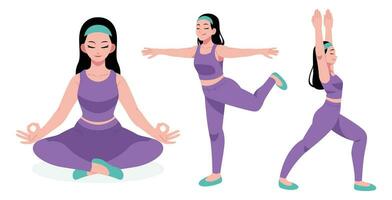 vektor illustration av kvinna praktiserande yoga
