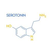 Serotonin strukturell chemisch Formel isoliert auf Weiß Hintergrund. Hormon Melatonin fördern tief schlafen. medizinisch wissenschaftlich Konzepte. Vektor eps10 Illustration.