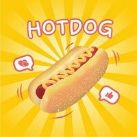 Hotdog schnell Essen handgemalt Abbildungen Aufkleber Pack vektor