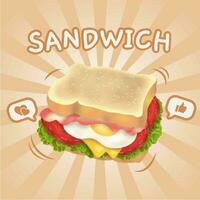 Sandwich schnell Essen handgemalt Abbildungen Aufkleber Pack vektor