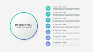 cirkel infographic design mall med sju alternativ vektor