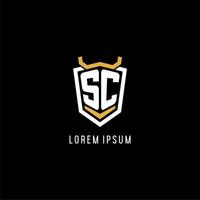 första sc geometrisk skydda esport logotyp monogram design stil vektor