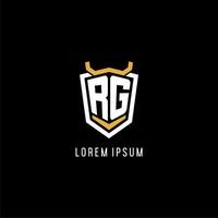 första rg geometrisk skydda esport logotyp monogram design stil vektor