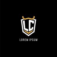 första lc geometrisk skydda esport logotyp monogram design stil vektor