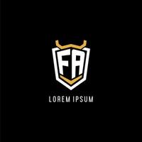 första fa geometrisk skydda esport logotyp monogram design stil vektor