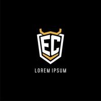 första ec geometrisk skydda esport logotyp monogram design stil vektor