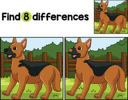 tysk herde hund hitta de skillnader vektor