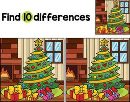 jul träd med gåvor hitta de skillnader vektor