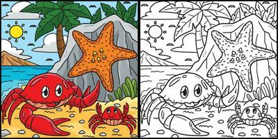 sommar krabbor och sjöstjärna på Strand illustration vektor