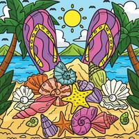 Sommer- Hausschuhe und Muscheln farbig Karikatur vektor