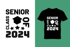 senior klass av 2024 typografi t-shirt design mall. vektor illustrationer