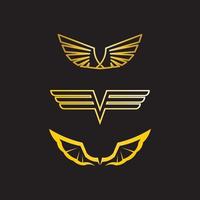 svart guld vinge logotyp symbol för en professionell designer vektor