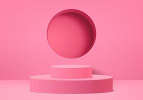 minimal rosa podium och scen med 3d framför vektorn i abstrakt bakgrundskomposition, 3d-illustration håna upp plattformsformer för scengeometri för produktvisning. scen för produkt i modern. vektor