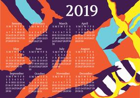 2019 Utskriftsbar kalender vektor