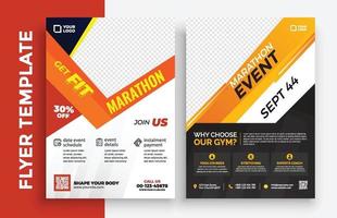 gratis gym fitness affisch flygblad broschyr broschyr täcka design layout utrymme för foto bakgrund, vektor illustration mall i a4 storlek