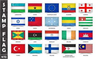 stämpel med officiellt landflaggmönster och gammal grunge konsistens och ländernamn. rektangelform. vektor . sätt 9 av 12 i denna serie. alla nationella flaggor i världen.