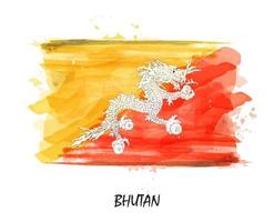 realistische aquarellmalerei flagge von bhutan. Vektor. vektor