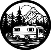 camping, minimalistisk och enkel silhuett - vektor illustration