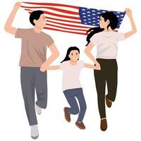amerikan familj på förenad stater oberoende dag vektor