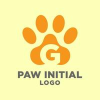 Brief G Hund Pfoten Initiale Vektor Logo Design