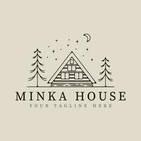 minka Haus traditionell Zuhause japanisch Linie Kunst Logo Vektor Illustration Vorlage Design.