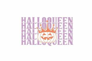 halloqueen retro Halloween Typografie t Hemd Design vektor