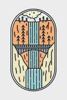 multnomah falls vattenfall i oregon USA mono linje t skjorta bricka klistermärke vektor illustration