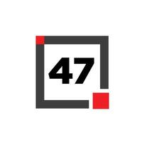 47 siffra med låda ikon. 47 typografi monogram. vektor