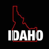 Idaho Zustand Karte Typografie auf schwarz Hintergrund. vektor