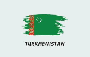 Turkmenistan Bürste gemalt National Land Flagge gemalt Textur Weiß Hintergrund National Tag oder Unabhängigkeit Tag Design zum Feier Vektor Illustration