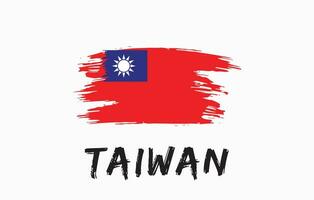 taiwan borsta målad nationell Land flagga målad textur vit bakgrund nationell dag eller oberoende dag design för firande vektor illustration