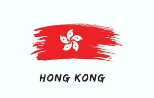 Hong kong Bürste gemalt National Land Flagge gemalt Textur Weiß Hintergrund National Tag oder Unabhängigkeit Tag Design zum Feier Vektor Illustration