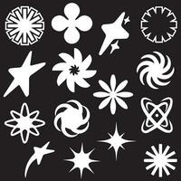 retro futuristisch Elemente zum Design. Sammlung von abstrakt Grafik geometrisch Symbole und Objekte im y2k Stil. vektor