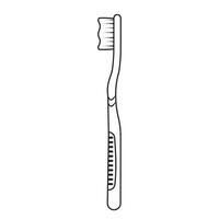 Zahnbürste zum Bürsten Zähne, schwarz Umriss, Vektor Illustration, Karikatur Stil