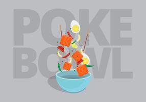 Poke Bowl, Suppe und Meeresfrüchte Illustratione vektor