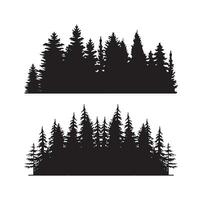 Vintage-Bäume und Waldsilhouetten im monochromen Stil isolierte Vektorillustration vektor