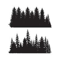 Vintage-Bäume und Waldsilhouetten im monochromen Stil isolierte Vektorillustration vektor