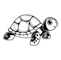 Vektor schwarze Silhouette einer Schildkröte isoliert auf weißem Hintergrund.
