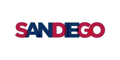 san diego, Kalifornien, USA typografi slogan design. Amerika logotyp med grafisk stad text för skriva ut och webb. vektor