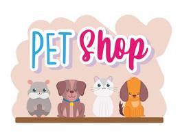Tierhandlung süßer Hund Katze Hamster Haustiere Cartoon vektor