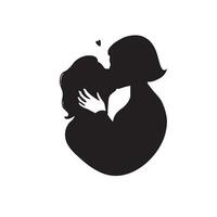 Umarmung Liebe Schönheit mit diese fesselnd Illustration von ein Silhouette von ein küssen Mädchen Lesben Paar. ein Feier von Liebe und Annahme. vektor
