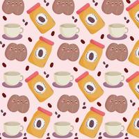 Essensmuster lustige glückliche Cartoon Kaffeebohnen Tassen und vektor