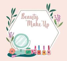 Beauty Make-up Spiegel Pinsel Nagellack und Lippenstift vektor
