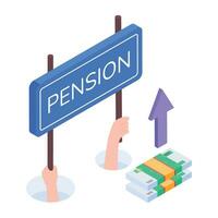 pension pengar isometrisk ikon design vektor