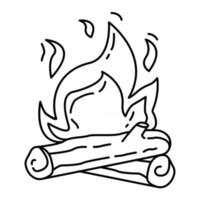 Wandern Abenteuer Lagerfeuer, Ausflug, Reisen, Camping. handgezeichnetes Icon-Design, Umriss schwarz, Vektor-Symbol. vektor