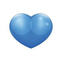 Vektor realistisch Blau glänzend Herz isoliert auf Weiß