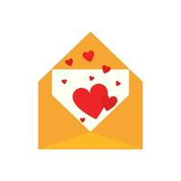 Vektor Rosa Briefumschlag mit Liebe Brief und Herzen